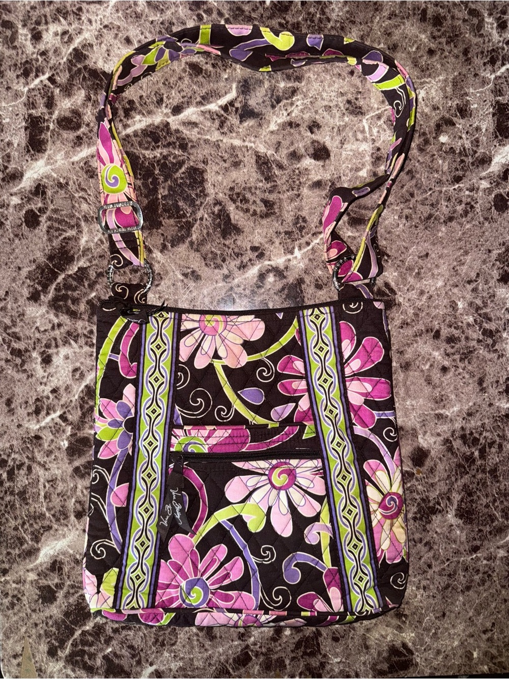 Y2K Vera Bradley Plum Petals Hipster Crossbody Bag
